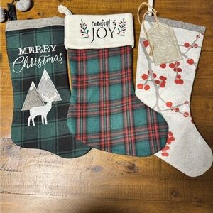 Christmas holiday Stockings‎ Set of 3 New